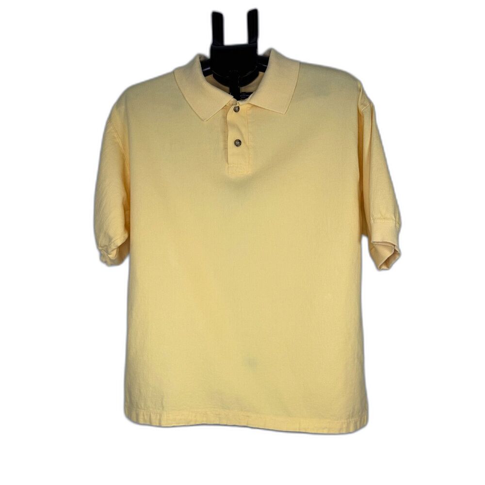 Vintage WEK Heavyweight Cotton Polo Shirt Made in USA Butter Yellow Men's‎ M